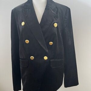 Chicos black velvet jack with gold buttons